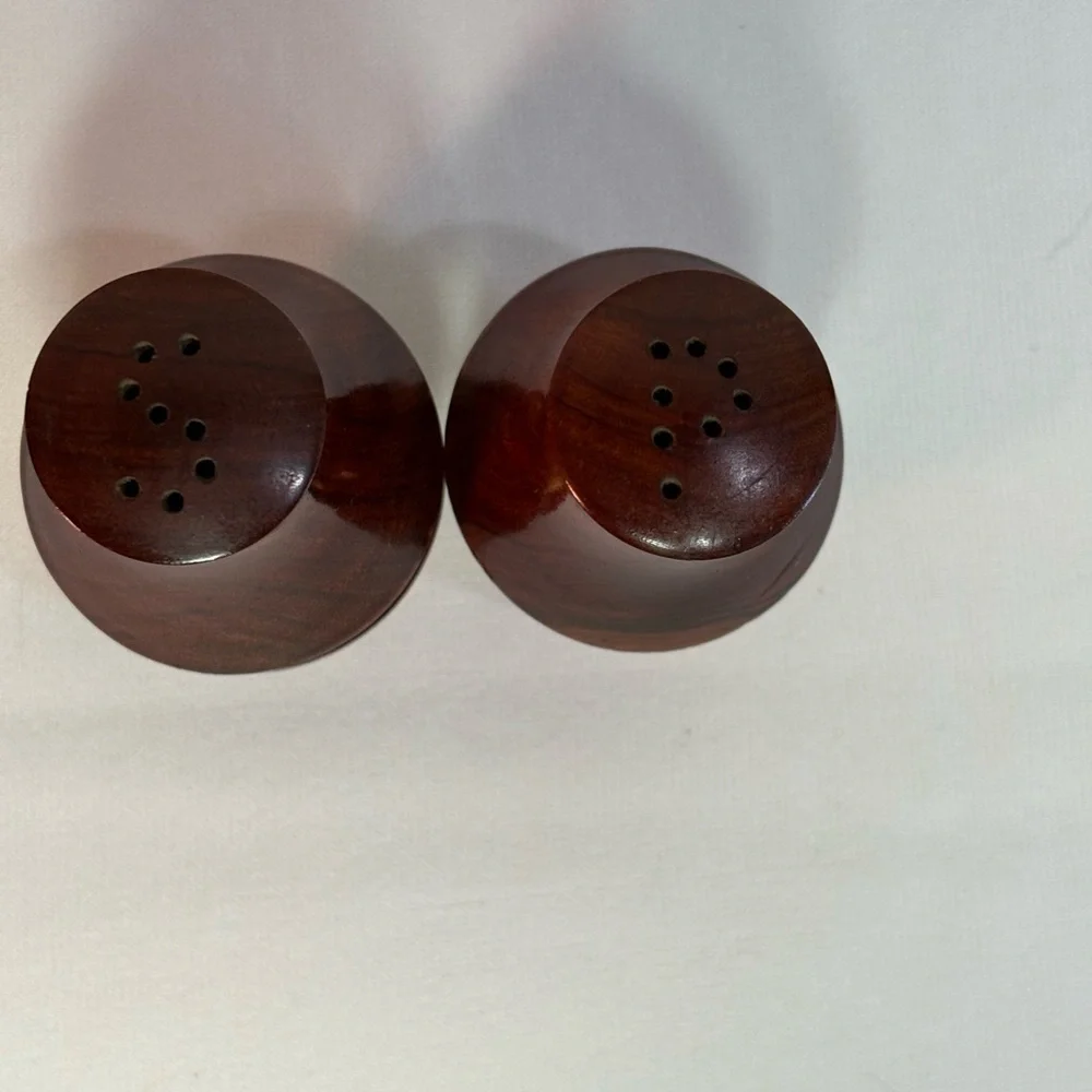 Vintage African Olive Wood and Porcupine Quill Salt Pepper Toothpick Set MCM